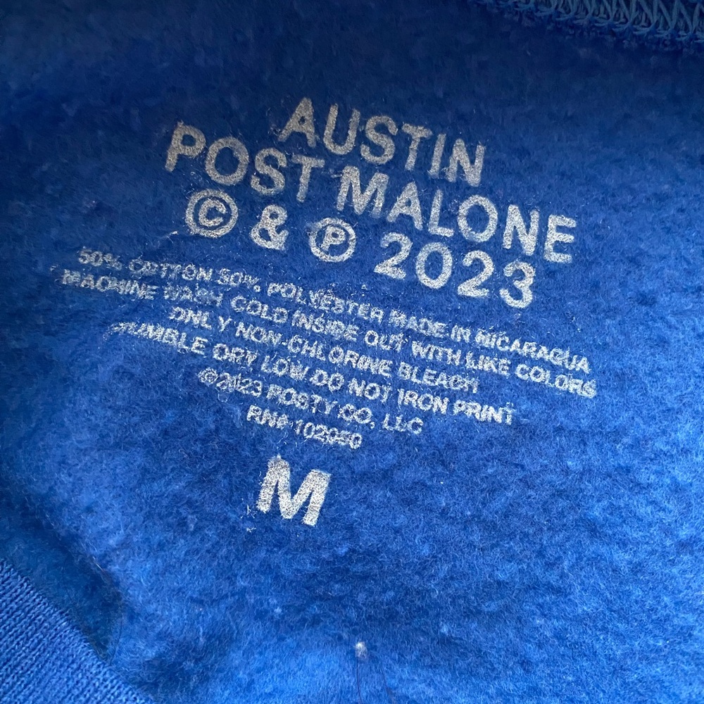 Post Malone Tour Iād Be Crying Blue Sweatshirt - Picture 3 of 3